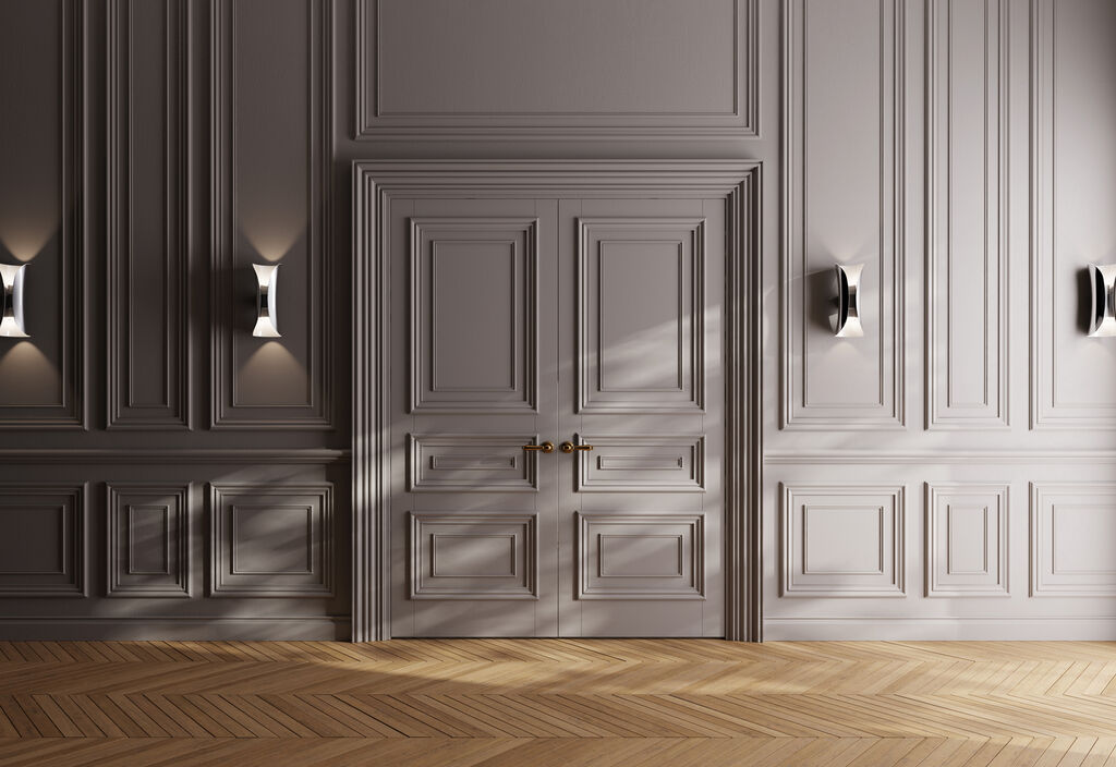 Mur habillé de moulures et cadres décoratifs en Polymère Celestone™